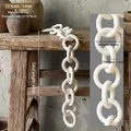 Minimalist ceramic chain decor 15 rings in matte white for Nordic wabi-sabi home styling - 15-Link Large