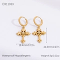 Goldene Kreuzohrringe aus Edelstahl mit Zirkonia, wasserfest und hypoallergen für Damen - Goldene Vintage Kreuz Ohrringe (EH11333)