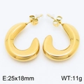 Pendientes ovalados huecos de acero inoxidable bañados en oro 18k 25x18mm 11g - Estilo B Dorado (KE113014-KFC)