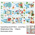 Lot de 9 autocollants statiques de gnomes de Noël pour décoration festive de vitres - Style Gnome Bleu