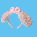 Sweet pink plush headband with bow and long furry puppy ears for cosplay - Pink Curly Hair