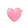 Pink heart-shaped mini crossbody bag with golden chain strap for women, front view - Pink