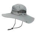 Dettaglio del cappello da sole grigio con rete traspirante e cinturino sottogola regolabile - Regolabile (56-58cm) / Grigio
