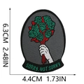 Detailed view of hand holding flowers embroidery patch with Sorry Not Sorry text - Green Flower Hand SORRY NOT SORRY Slogan (132-03)