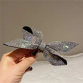 Bow hair clip with colorful sparkling rhinestones held by hand for a luxury hair accessory - Style C Hair Clip / AB Color