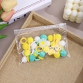 Élastiques à cheveux pompons en jaune, blanc et vert menthe en pochette fleurie - Jaune Tulipe Lot de 20