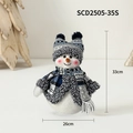 Blue plaid plush snowman doll with hat and scarf, Christmas decor 33x26cm - Double Ball Hat Foam Snowman (Large)