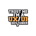 Black and orange enamel pin featuring Trust Me I am a UX UI Designer text motif - Trust Me Text Style / Black/Orange