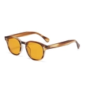 Lunettes de soleil rondes rétro avec monture ambre, verres orange et rivets - Rayures de Thé Verre Thé Orange (C35)