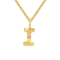 Goldene 2mm Panzerkette mit Buchstaben I Anhänger und stilvoller Sonnenstrahl-Gravur - Gold (I)