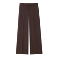 Women's dark brown wide-leg trousers with white pinstripes in a classic high-waisted cut - Bottoms
