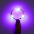 Cork shaped LED wine bottle copper wire lights glowing in vibrant purple color - Purple