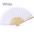 Classic white folding fan with light bamboo frame for traditional dancing and decoration - Blank Small Fan