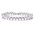 Sparkling silver tennis bracelet with heart-cut cubic zirconia in a prong setting - VL129 Silver Heart Bracelet