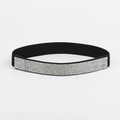 Elastic wide belt with silver rhinestones on black band for high-fashion styling - Narrow / Model 12 (Full Silver Rhinestone Rectangle)