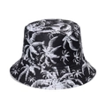 Unisex bucket hat featuring palm tree print for beach and outdoor sun protection - M (56-58cm) / Black
