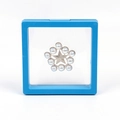 Blue square floating jewelry display box with clear PE film showing star pearl brooch - Blue; 9*9*2cm