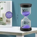 Modern 30-minute hourglass timer with purple sand, black base, and 98.5mm height dimension - 30 Minutes
