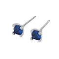 Minimalist 925 sterling silver stud earrings featuring round deep blue gemstones - 925 Silver / Royal Blue