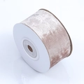 Close-up of champagne velvet ribbon roll showing soft texture for DIY crafts and decor - 3.8cm Wide 9m Long / Light Rose Gold