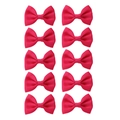 Set of 10 hot pink grosgrain ribbon bow hair clips for baby girls in a 2x5 grid layout - Set / Rose Red