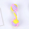 Pink and yellow cotton rope dumbbell toy for small dogs, durable braided chew rope - Dumbbell 100g