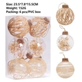 Set di 6 palline di Natale trasparenti con perle, rattan e fiori secchi decorativi - Stile 2 (Decorazione in rattan e fiori secchi)