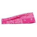 Close-up of pink paisley sport headband with high elastic fabric in a folded view - Rose Red