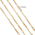 18K gold plated stainless steel S-link chain with 12mm bar elements for jewelry making - G2-12mm Bar