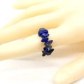 Elastic ring featuring irregular dark blue lapis lazuli natural stone beads for women - Lapis Lazuli