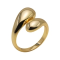 Polished 18K gold bean-shaped open ring with minimalist geometric teardrop design - Adjustable Open / Water Drop Gold