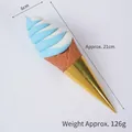 Blue and white 21cm artificial ice cream cone model with measurements and weight - Blue and White