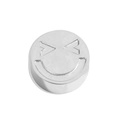Silberne Charm-Perle mit trendigem graviertem Smiley und Augen in X-Form - Glücklich - Stahlfarbe