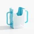 Sky blue adjustable anti-squeeze milk carton holder for babies with dual side handles - Lake Blue