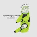 Detail of waterproof dog raincoat with reflective fabric and transparent hood brim - Transparent Face Mask Pet Raincoat - Apple Green