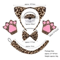 5-piece leopard print animal costume set with headband, nose, bowtie, gloves, and tail - Leopard Ear 4-Piece Set + Gloves