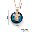 Collar de la Virgen María con colgante de aro azul degradado y piedras brillantes - Estilo Degradado Azul Verde (N00921-90)