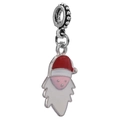 Silver Christmas Santa Claus enamel charm bead for DIY bracelets and necklaces - Santa Claus Head Pendant (Red Hat/Pink Face)