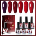 Detailed set of 6-color salon quality soak-off UV LED gel nail polish in classic red tones - Red Series Set (GPS04)