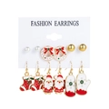 6-pair set of Christmas earrings including Santa Claus, stockings, and pearl studs - Christmas Sock and Glove Set (MS940-3)