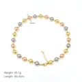 Detail view of 18k plated tricolor beads necklace with 10mm diameter and 45cm length - DN240651-B-10mm Three-Color Splicing Style / 10mm