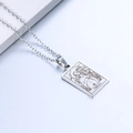 Minimalist silver Virgo zodiac rectangular pendant necklace in stainless steel - Virgo / Steel