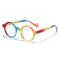 Stylish round glasses with vibrant rainbow gradient frame and transparent lenses - Multicolor Rainbow Gradient / Anti Blue Light