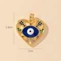 Golden heart-shaped Evil Eye pendant with blue enamel and colorful gemstone accents - Gold Heart Blue Enamel Evil Eye Pendant (9)