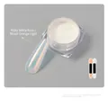 Blue-orange iridescent aurora chrome nail powder in clear jar with applicator - YG010 Little Bulb (Milky Base/Blue-Orange Iridescent)