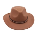 Cappello fedora classico in feltro marrone con fascia decorativa in pelle intrecciata retro - Cachi