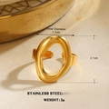 Chunky geometric 18K gold plated stainless steel open ring with irregular oval design - Irregular Oval Ring Style (1290)