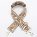 Adjustable wide canvas strap featuring ethnic geometric patterns and gold metal buckles - Style 196 - Gold Hardware