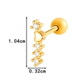 Gold titanium steel cartilage stud featuring a heart and four cubic zirconia gems - Gold Heart Row Zirconia (0191-9#Gold)