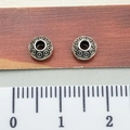 Silver Tibetan beads with concentric circles and ruler for size measurement - Circle UFO Spacer Bead